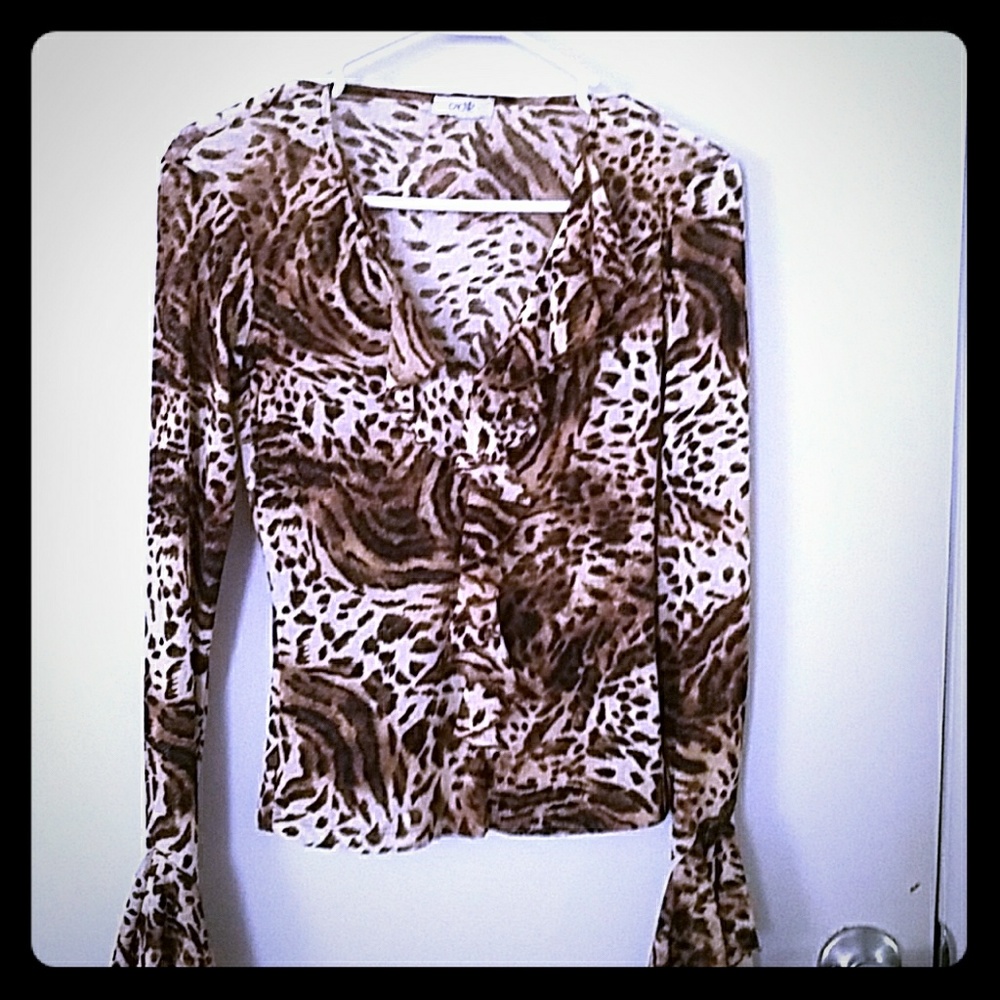 ANIMAL PRINT SHEER TOP